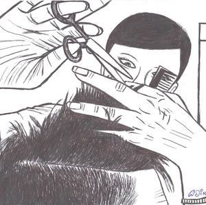 Home decor Art PRINT on paper "Haircut"